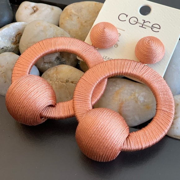 Coral threadball Wrapped Round Drop Earrings - Picture 4 of 5